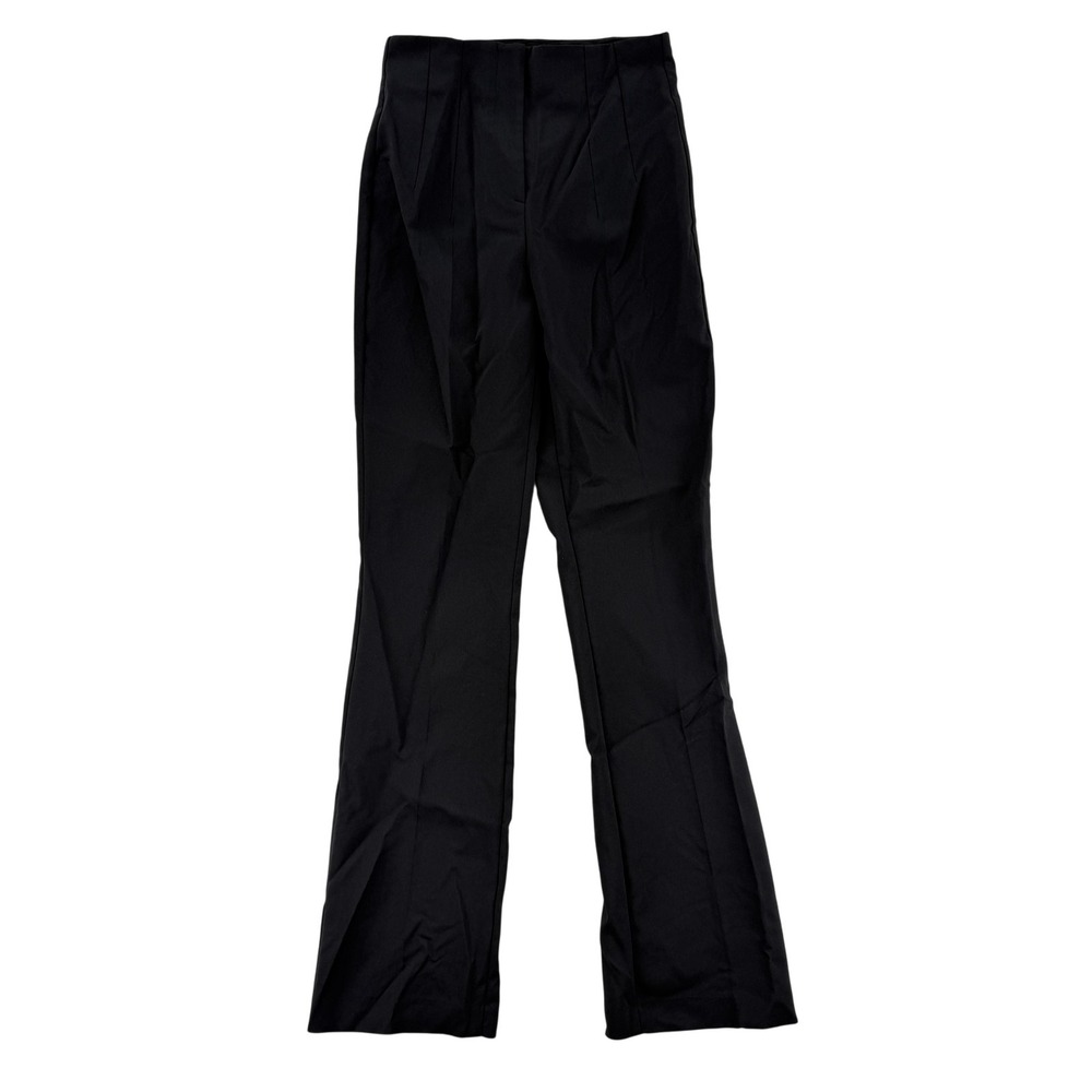 Zara Pants Womens XS Black High‎ Rise Pleated Front Straight Flare Trousers NWT